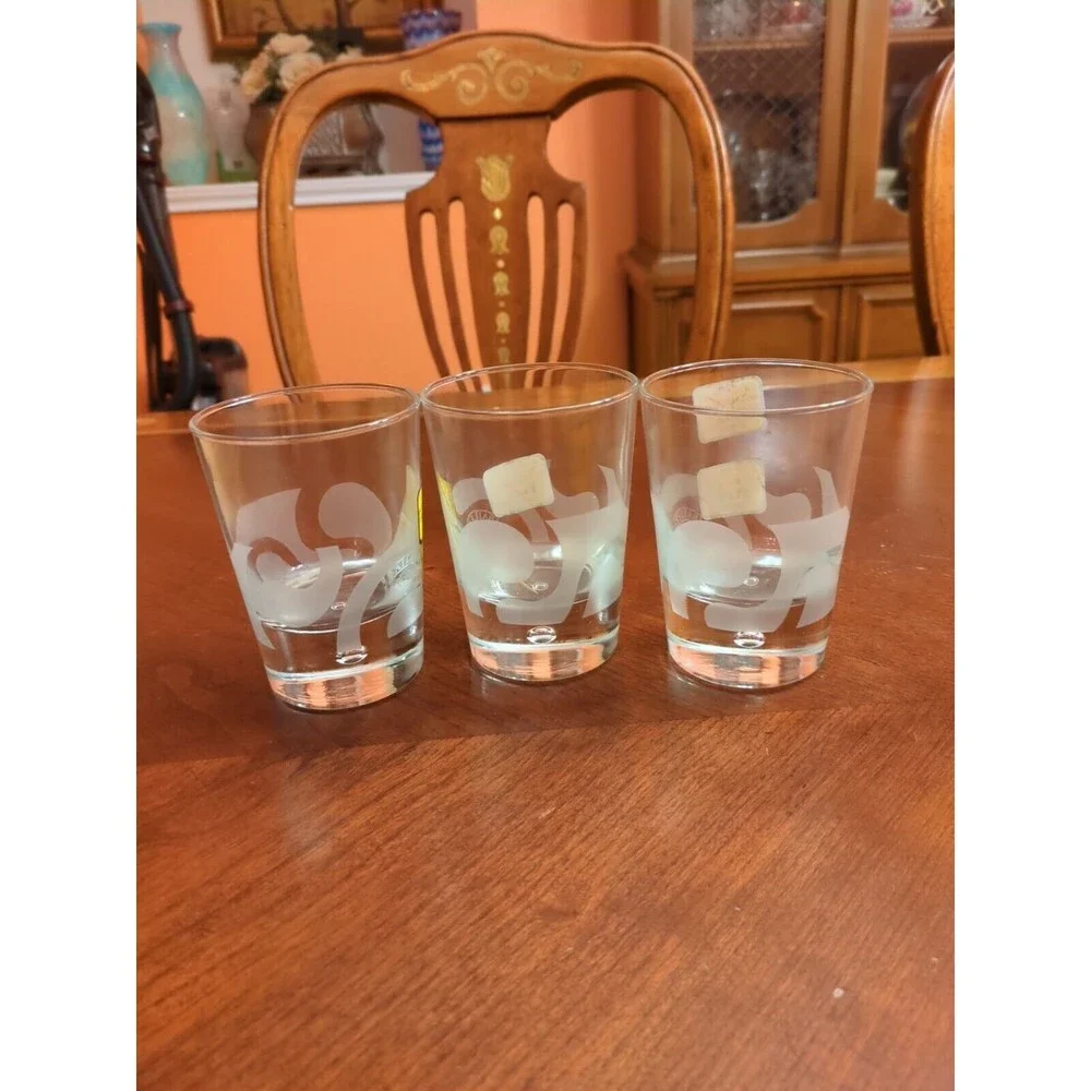 Baileys Irish Cream Weighted Bottom Cocktail Glasses Etched Swirls Set of 3